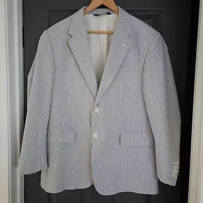 Stafford Seersucker Blazer Men's 40S Blue White Suit Jacket Sport Coat • $44