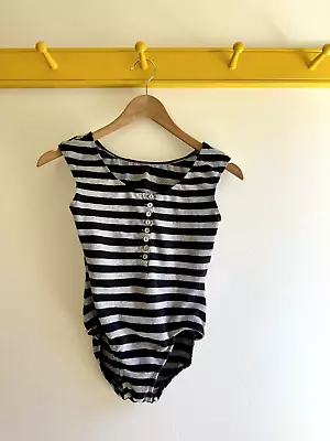 Vintage 80s ISSEY MIYAKE SWIM Cotton Stretch Stripe Swimsuit Maillot Bodysuit S • $218.77