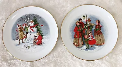 (2) Vintage 1984 Hand Painted Signed Victorian CHRISTMAS Plates 10.5” • $35