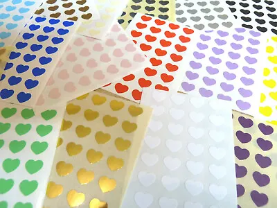 96 Small 10x8mm Heart Stickers Self-Adhesive Coloured Hearts Labels For Craft • £2.99