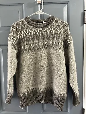 VTG Eskimo Knitwear (England) Wool Knit Fair Isle Icelandic Crew  Sweater Mens L • $50