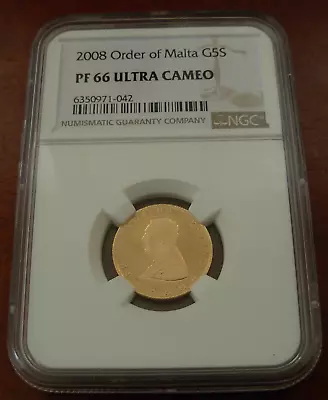 Malta 2008 Gold 5 Scudi NGC PF66UC • $325