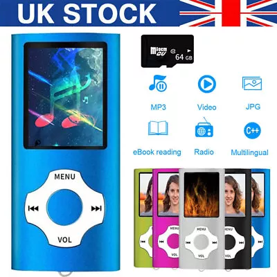 MP3 MP4 Players Music Speakers FM Radio Recorder Sport Portable 64GB UK • £11.95