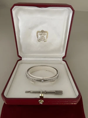 £9000 • Buy Cartier White Gold Love Bangle With Diamonds 