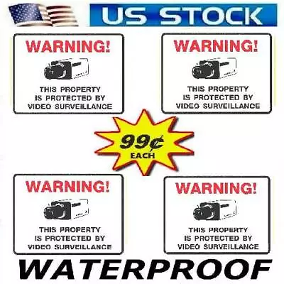 Home Security Video Surveillance Camera Warning Stickers Signs 4 Lot 99 Ea • $3.68