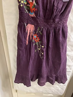 $14.95 • Buy VaVa By Joy Han S Dress / Top Purple Embroidered Strapless Boho
