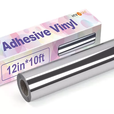 Chrome Permanent Vinyl Roll 12'' X 10FT Silver Adhesive Vinyl For Cup Decals • $15.99