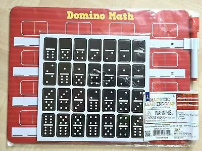 Domino Math Magnetic Learning Game Red Magnetic Board W/ Black Dominoes Ages 4+ • $10.18