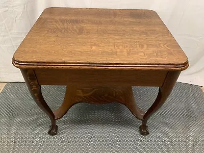 Antique Quartered Oak Wood Claw Foot Library Desk Table • $1185