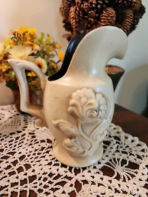 Royal Haeger Pitcher Vase 8145 Floral Design Cream And Black On Inside 8  • $8.80