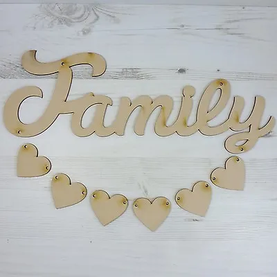 Word Plaque HANGING HEART Nanna Love Mummy Nanny Family Nannie Daddy Nan WoodMDF • £3.48