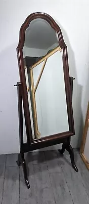 Vintage Queen Anne Mahogany Full Length Swivel Floor Cheval Mirror Beveled Glass • $450