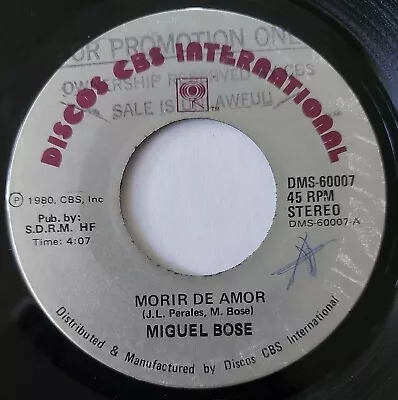 Miguel Bose Morir De Amor / Amante Y Perdedor CBS DMS-60007 VG+ #3060 • $19.99