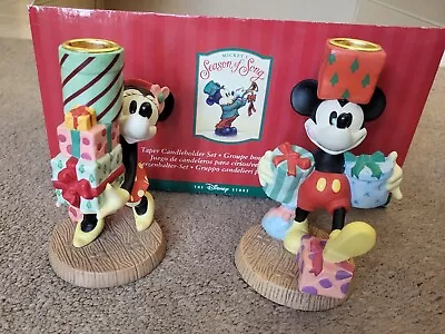 Disney Mickey's Season Of Song 1997 Taper Candle Holder Set Christmas Minnie • $17.95