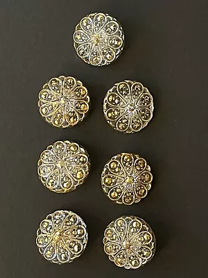 Vintage Acrylic Buttons Clear With Gold Set Of 7 • $14.95