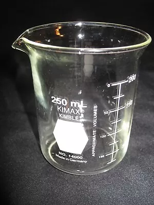 Glass Beaker Kimax Kimble 250 ML No. 14000 Germany Scientific Lab Measure • $6