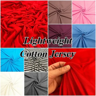 £3.15 • Buy Lightweight COTTON JERSEY FABRIC Stretch Knit Dress Fabric - Approx 180GSM