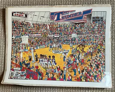 RARE 1989 CBA Quad City Thunder Basketball Poster John Holladay 24 X 18 • $115