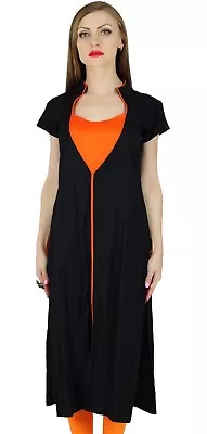 Bimba Black Kurta Kurti Trendy Regular Summer Clothing Cap Sleeve Tunic • $32.31