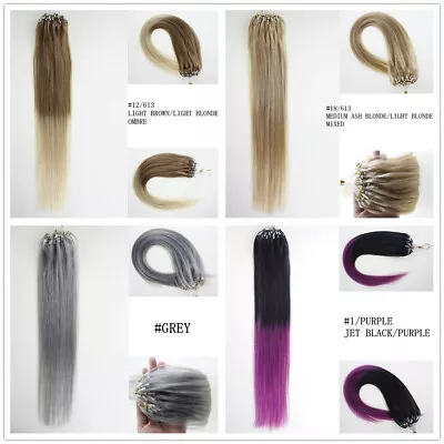 14 -26  Easy Micro Loop Beads Russian Real Human Hair Extensions Nano Ring 100s • £22.35