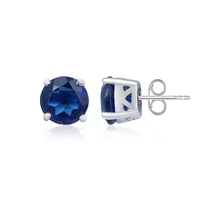 1CT Round Lab Created Blue Sapphire Women's Stud Earring 14K White Gold Finish • $32.99