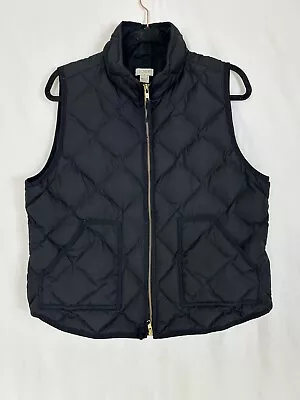 J Crew Vest Women's Black Diamond Quilted Down Feather Fill Full Zip Size XL • $29.90