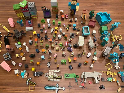 100+ Lot Minecraft Mini Figures Animals Blocks Keychains Pig Sword Tnt Zombie  • $288.99