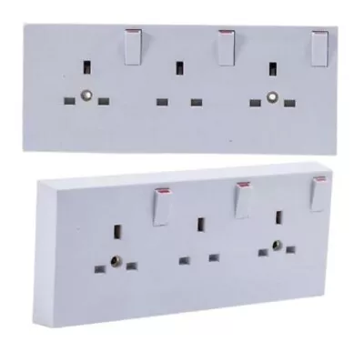 Treble Converter Socket 2 To 3 Gang Double To Triple Electric 13 Amp Plug Outlet • £11.55