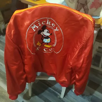 Vintage Mickey Mouse Satin Varsity Jacket Excellent Condition • $28.20