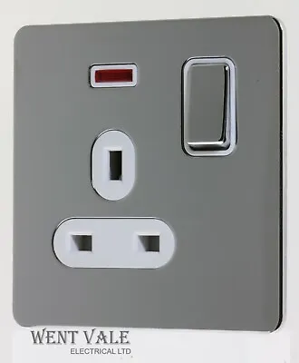 GET Ultimate Screwless - GU3411WPC - 13a Chrome Flat Plate Single Socket + Neon  • £22.85