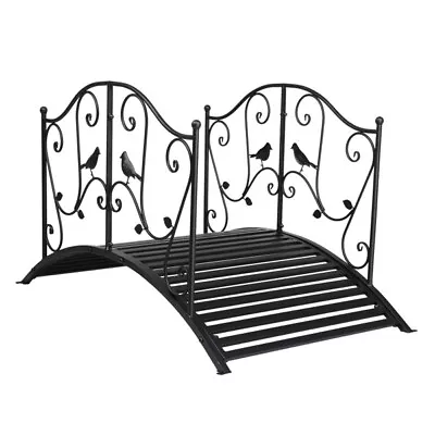 Courtyard With Bird Pattern Arched Handrail Courtyard Iron Bridge Black • $121.65