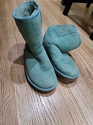 UGG Australia Womens Classic Short 5825 Boots Teal Green Mid Calf Size 5 • $14.87