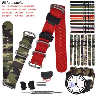 Camouflage Nylon Strap For GW-6900 DW5600 9052 GA-110 2100 Watch Bands Bracelet • $22.53