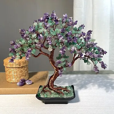$85 • Buy Aventurine-Amethyst Lilac Crystal Bonsai Tree Gemstone Tree Of Life