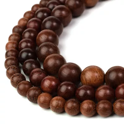 Natural Wood Beads Round 15” Strand Jewelry Making Wenge 4mm 6mm 8mm 10mm 12mm • $4.72