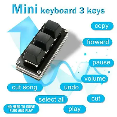 Wireless Keypad Mini Keyboard 3 Keys Copy And Paste S8I8 Shortcut Y6Q73 • $13.81