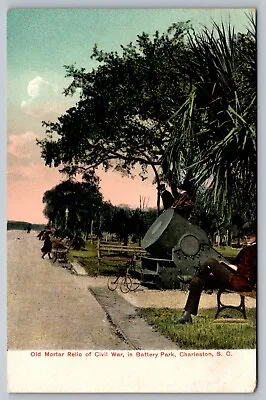 Postcard Old Mortar Relic Of Civil War Battery Park Charleston South Carolina SC • $12.55