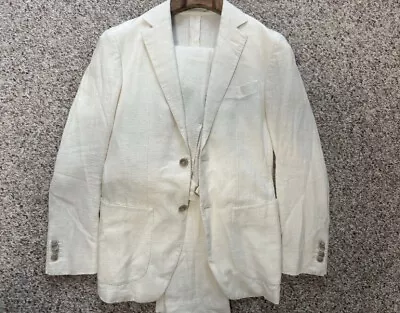 Suitsupply Havana Suit | Silk-Linen | Patch Pocket | US 36R | Off-White/Cream • $350
