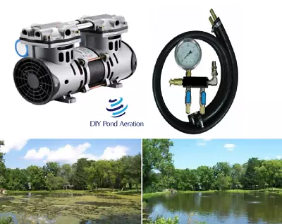 NEW 1/2hp Fish Pond Aerator PUMP Compressor 3+cfm 70+ PSI W/ 2way Valve Gauge • $385.99