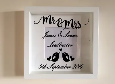 Box Frame Vinyl Decal Sticker Wall Art Mr & Mrs Love Birds Personalised Wedding • £2.99