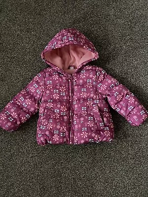 Baby Girls Deep Pink Mix Padded Coat Age 18-24 Months By M&Co • £2.75