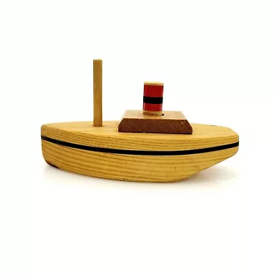 Vintage Wooden Folk Art Steam Boat Handcrafted Toy • $22