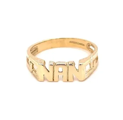 9ct Yellow Gold NAN Ring And Signet Rings In Finger Sizes I-Q Hallmarked • £198.20