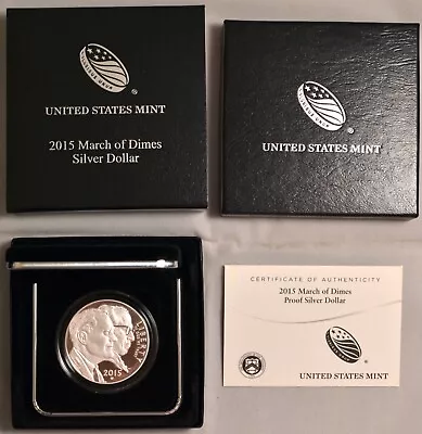 2015-W March Of Dimes Silver Dollar Proof Coin With Box & COA • $22