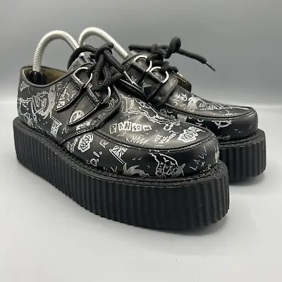 £89.99 • Buy Underground Wulfrun Black Leather Creeper Shoes UK 5 Hipster Gothic Grunge