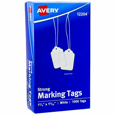 Avery 12204 Strung Marking Tags 1-3/4 X 1-3/32  White Box Of 1000 • $21.99