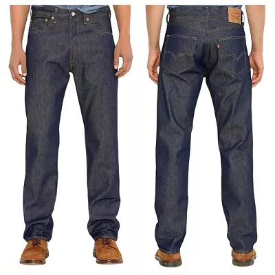 NEW Levi's 501 Original Shrink To Fit Jeans Blue Button Fly Straight Mens 34x32 • $44.93