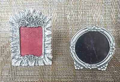 2 Victorian Mini Picture Frames Pewter Miniature Photo Ornate Nordstrom New Box • $11.79