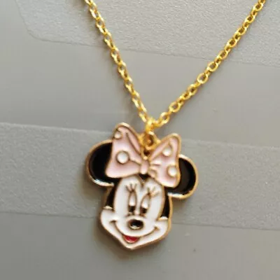 Minnie Mouse Metal Pendant Necklace • £2