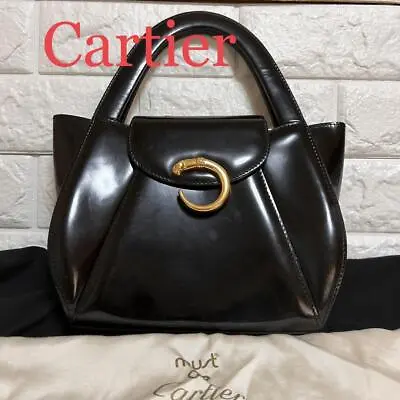 $357 • Buy Authentic Cartier Panther Hand Tote Bag Leather Black From Japan Gold Formal